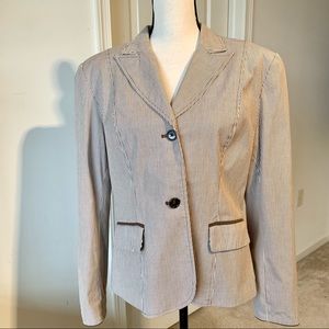 BOB MACKIE Brown/Cream Striped Vibrant Lined Blazer—SZ. 12
